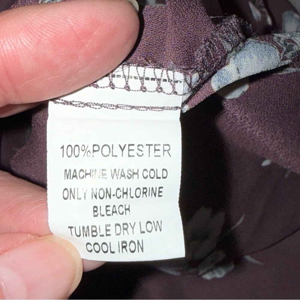 Papermoon Mauve Floral Blouse Puff Sleeve Keyhole Back Plus Size 2X - Picture 6 of 7